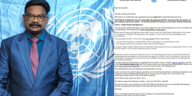 United Nations, Dr. Srinivas Rao Eluri, sustainable development, environmental protection, international relations, human rights, Secretary General of the International Commission of Culture and Diplomatic Relations, Climate Ambition Summit,